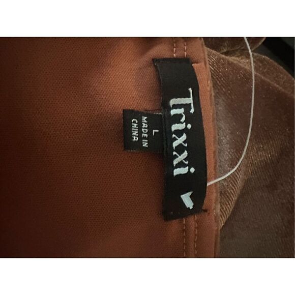 Trixxi Stretch Velvet Bustier Notch Slip mini Dress brown size Large - Picture 8 of 8
